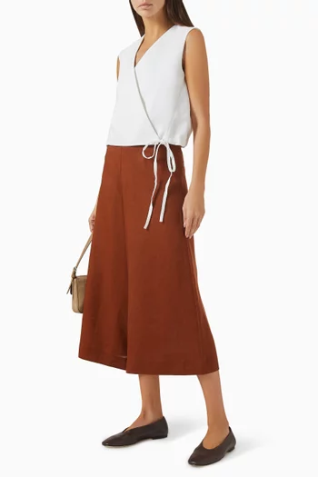 Tie-up Wrap Waistcoat in Viscose-linen
