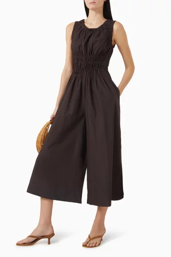 Shirred Jumpsuit in Cotton