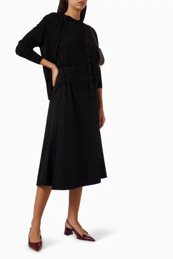 Twist-detail Midi Skirt in Pima Cotton Jersey