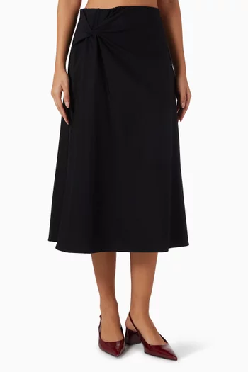 Twist-detail Midi Skirt in Pima Cotton Jersey