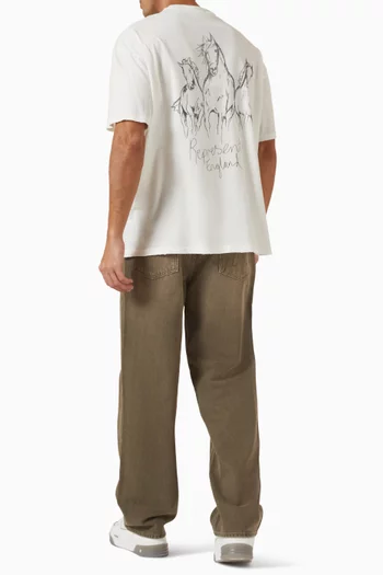 Hand-drawn Thoroughbred Horse T-shirt in Cotton