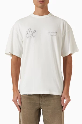 Hand-drawn Thoroughbred Horse T-shirt in Cotton