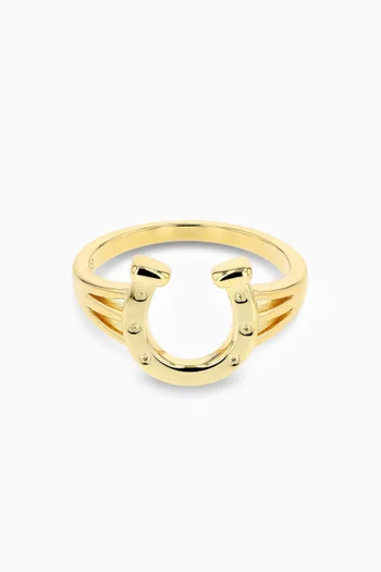 Studded Horseshoe Ring in 14kt Gold-plated Sterling Silver