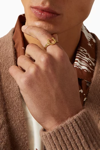 Studded Horseshoe Ring in 14kt Gold-plated Sterling Silver