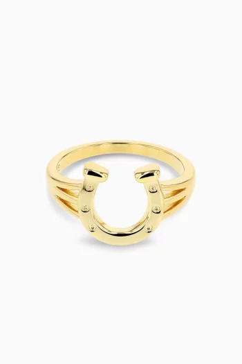 Studded Horseshoe Ring in 14kt Gold-plated Sterling Silver