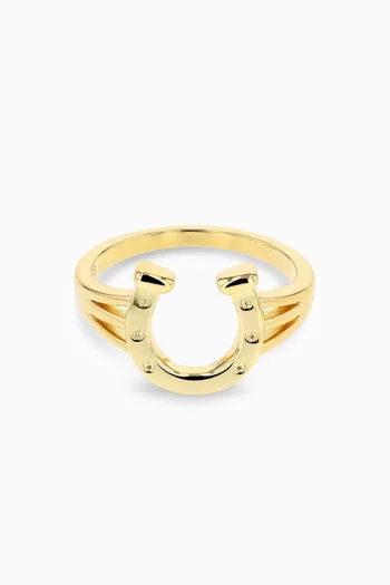 Studded Horseshoe Ring in 14kt Gold-plated Sterling Silver