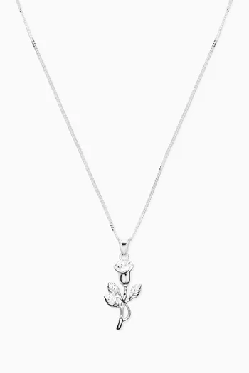 Rose Pendant Necklace in Sterling Silver