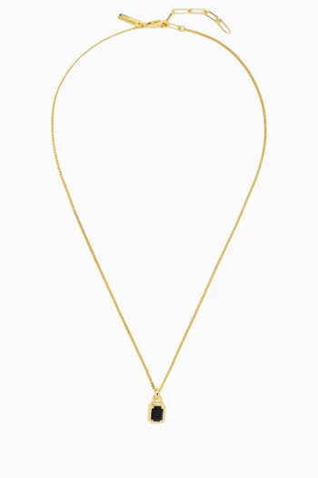 Solitaire Onyx Pendant Necklace in 14kt Gold-plated Sterling Silver