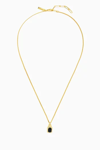 Solitaire Onyx Pendant Necklace in 14kt Gold-plated Sterling Silver