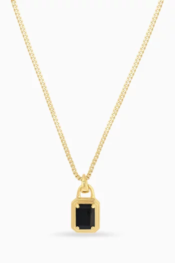 Solitaire Onyx Pendant Necklace in 14kt Gold-plated Sterling Silver