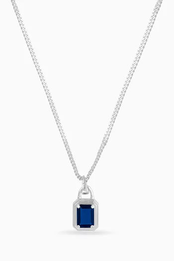 Solitaire Sapphire Pendant Necklace in Sterling Silver