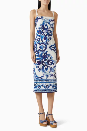 Majolica-print Midi Dress in Silk