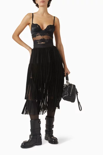 Fringe Skirt in Silk Organza