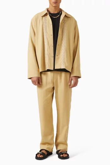 Embroidered Resort Jacket in Linen-blend