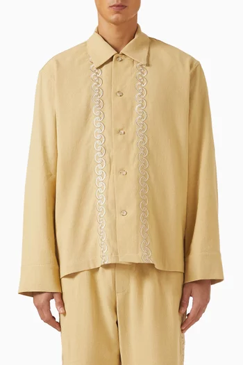Embroidered Resort Jacket in Linen-blend