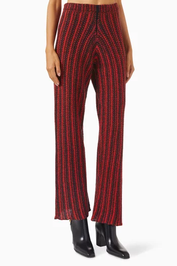 Striped Floral Pants in Cotton-knit