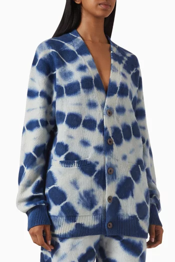 Web Flared Tie-dye Print Cardigan in Cashmere