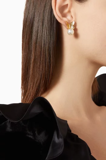 Hilda Pearl-embellished Earrings in 18kt Gold-plated Brass