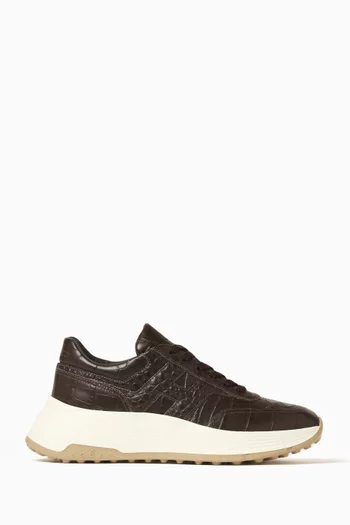 Hi-Fi Sneakers in Croc-embossed Leather