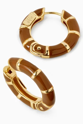 Bambou Hoop Earrings in Enamel & Gold-plated Metal