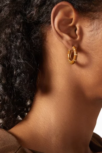 Bambou Hoop Earrings in Enamel & Gold-plated Metal