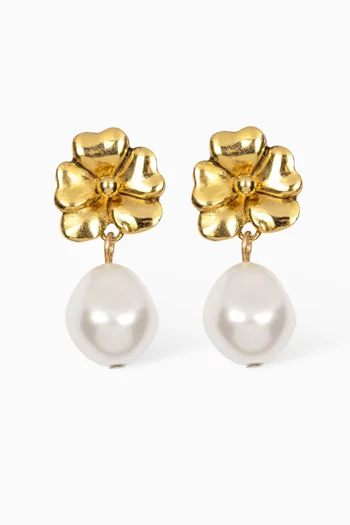 Luiza Pearl Earrings in 18kt Gold-plated Brass