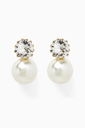 Ines Pearl Earrings in Gold-plated Brass