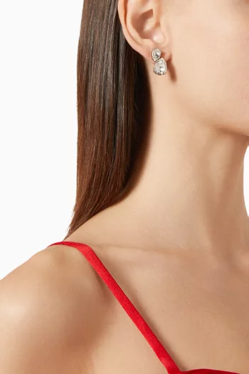 Nadia Crystal Earrings in Rhodium-plated Brass
