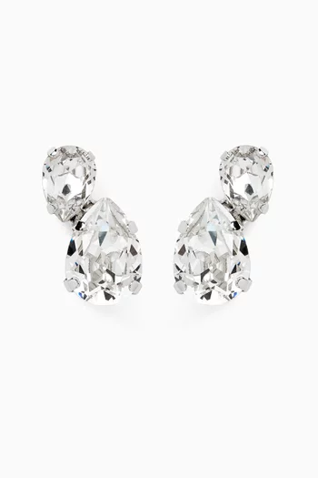 Nadia Crystal Earrings in Rhodium-plated Brass