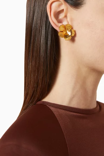 Rowena Stud Earrings in Gold-tone Brass