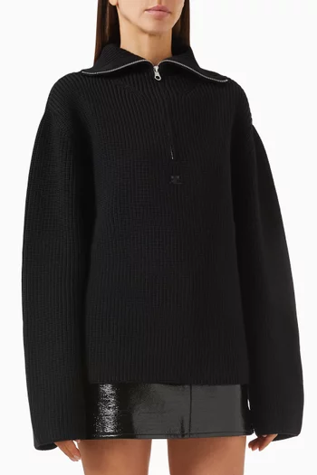 Ribbed Trucker Sweater in Merino Wool