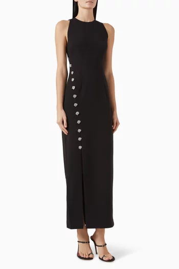 Button Maxi Dress in Crepe