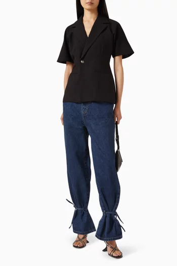 Malika Double-breasted Short-sleeve Blazer