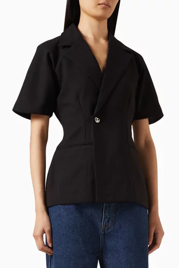 Malika Double-breasted Short-sleeve Blazer