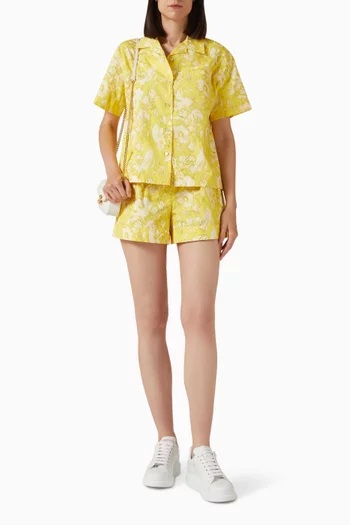 قميص هاواي بنقشة زهور مقوسة قطن