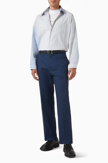 Mixed Stripes Shirt in Cotton Poplin