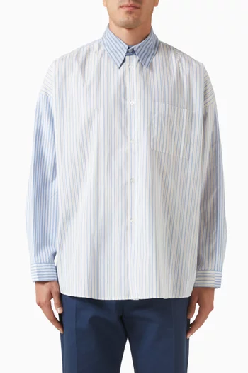 Mixed Stripes Shirt in Cotton Poplin