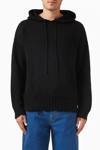 Dishevelled Symbol Embroidery Hoodie in Cotton