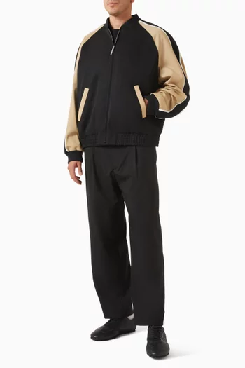 Colour-block Bomber Jacket in Virgin Wool