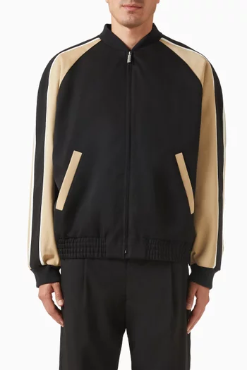Colour-block Bomber Jacket in Virgin Wool