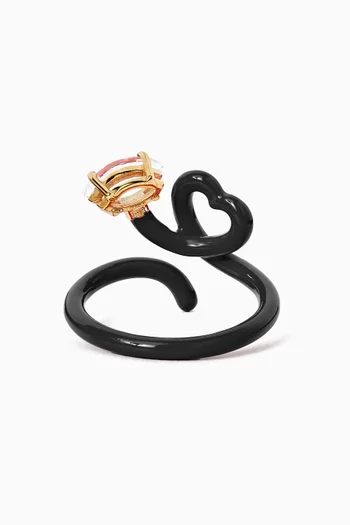 Baby Vine Heart Enamel Ring in 9kt Gold