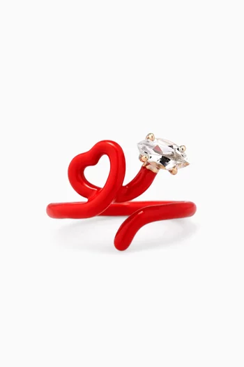 Baby Vine Heart Enamel Ring in 9kt Gold