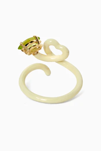 Baby Vine Heart Enamel Ring in 9kt Yellow Gold