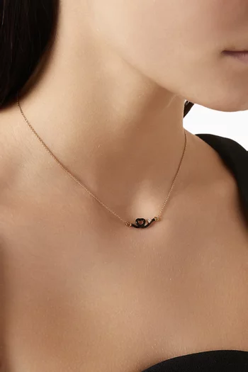 Heart Enamel Diamond Necklace in 9kt Gold