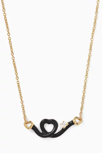 Heart Enamel Diamond Necklace in 9kt Gold