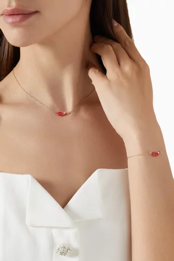 Heart Enamel Diamond Necklace in 9kt Gold