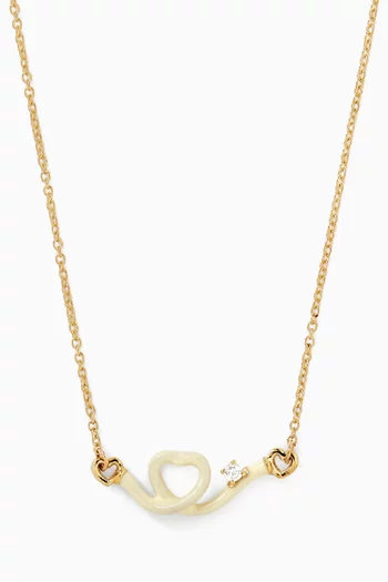 Heart Enamel Diamond Necklace in 9kt Gold
