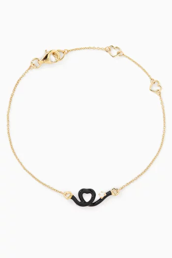 Heart Enamel Diamond Bracelet in 9kt Yellow Gold