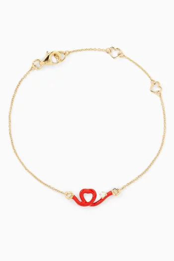 Heart Enamel Diamond Bracelet in 9kt Yellow Gold