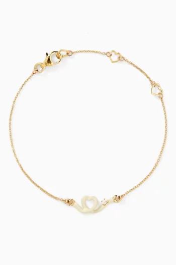 Heart Enamel Diamond Bracelet in 9kt Yellow Gold